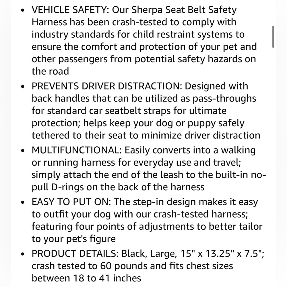 Sherpa Crash-Tested Seatbelt Safety Dog Harness- Large - Picture 8 of 8